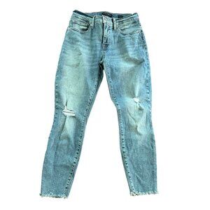 Lucky Brand Ava Mid Rise Crop Raw Hem Stretch Jeans Sz 6/28 Medium Wash Knit